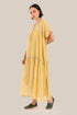 Embroidered short sleeves long dress